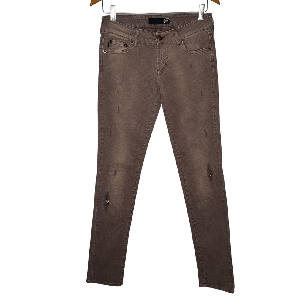 Just Cavalli Ittierre brown distressed python print patched jeans women’s Sz 28